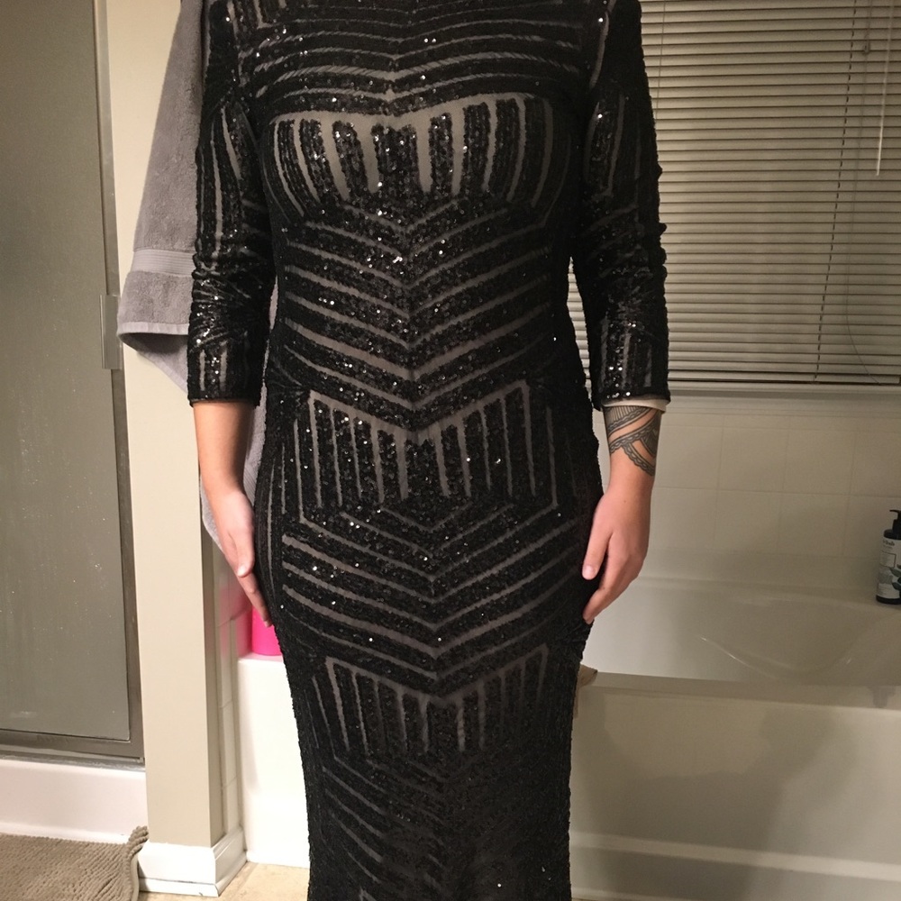 Black Sequin Formal Evening Gown